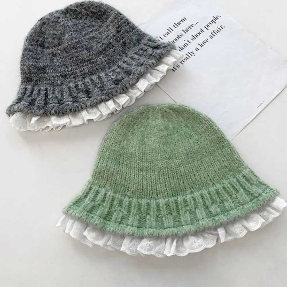 

Casual Warm Cap Lace Beanies Wool Hat Korean Knitted Hat Cute Warm Knit Cap Outdoor