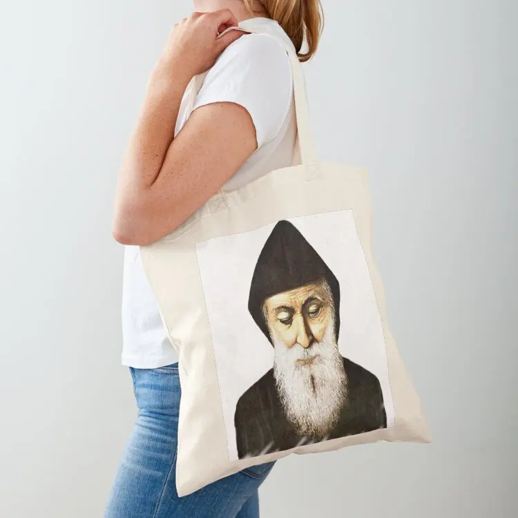 

Saint Charbel of Lebanon Tote Bag canvas shopping bag tote bag men's Big shopping logo
