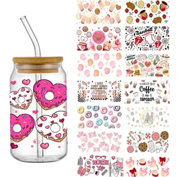 30+ Designs Fashion Cup Uv Dtf Transfer Wrap Sticker Diy 16 Oz Glass Cans Popular Heart Shape Element Design Waterproof Decals