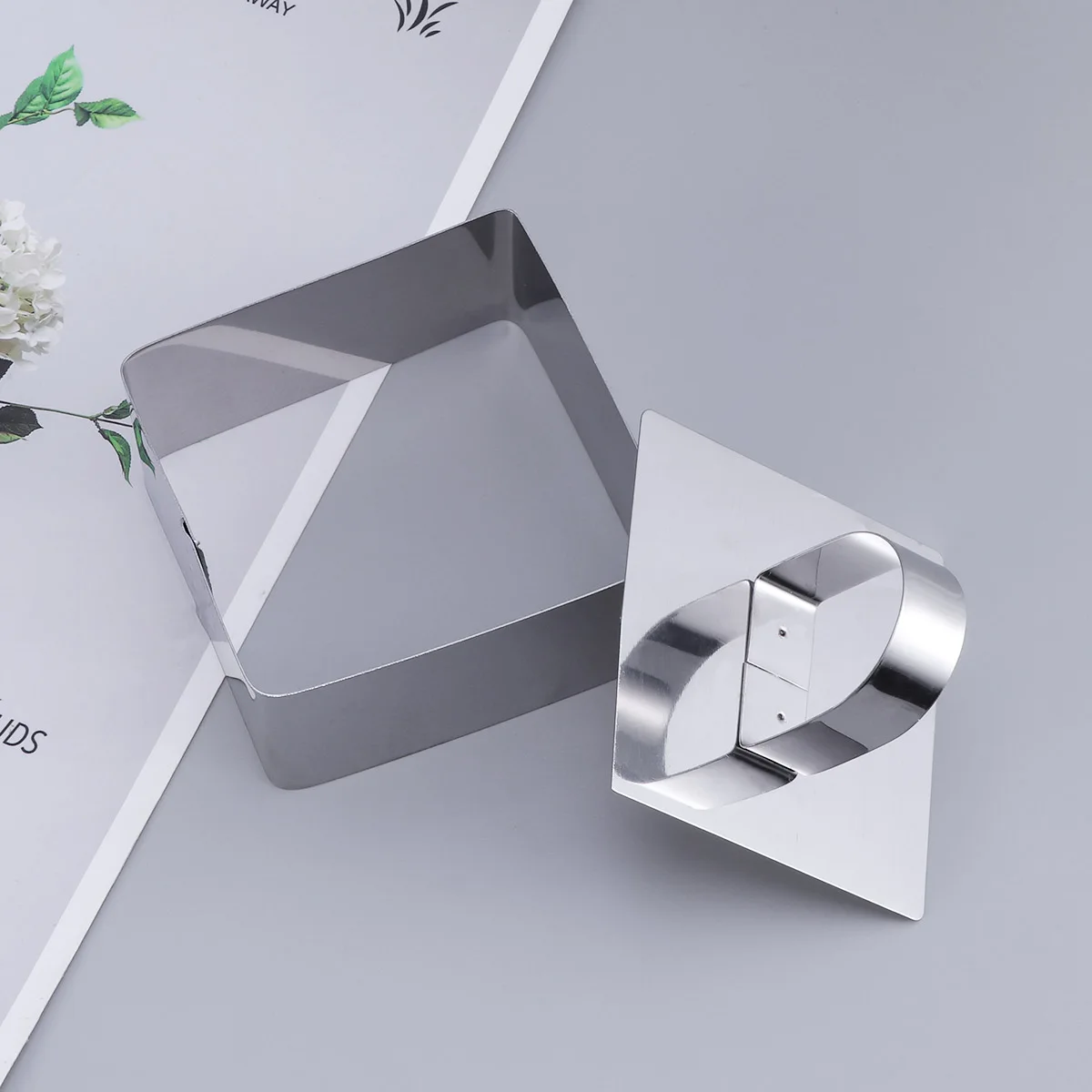 

2Pcs 430 Stainless Steel Mousse Cutter Square Cake Mold Nonstick Baking Tool for DIY Cookies Chocolates Mousse Cutter