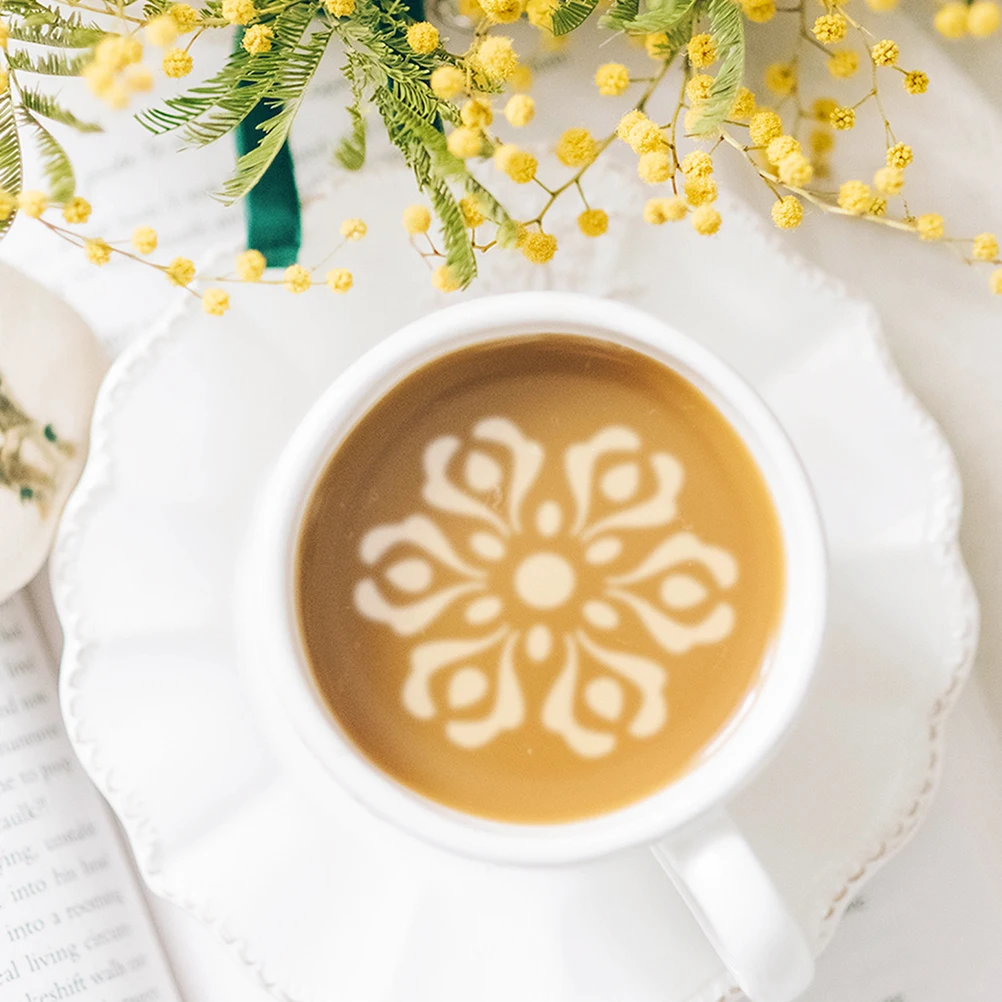 

Stainless Stencils Latte Art Templates Cup Decorator Maker Silver Milk Spray nament Baking Pan DIY Tools