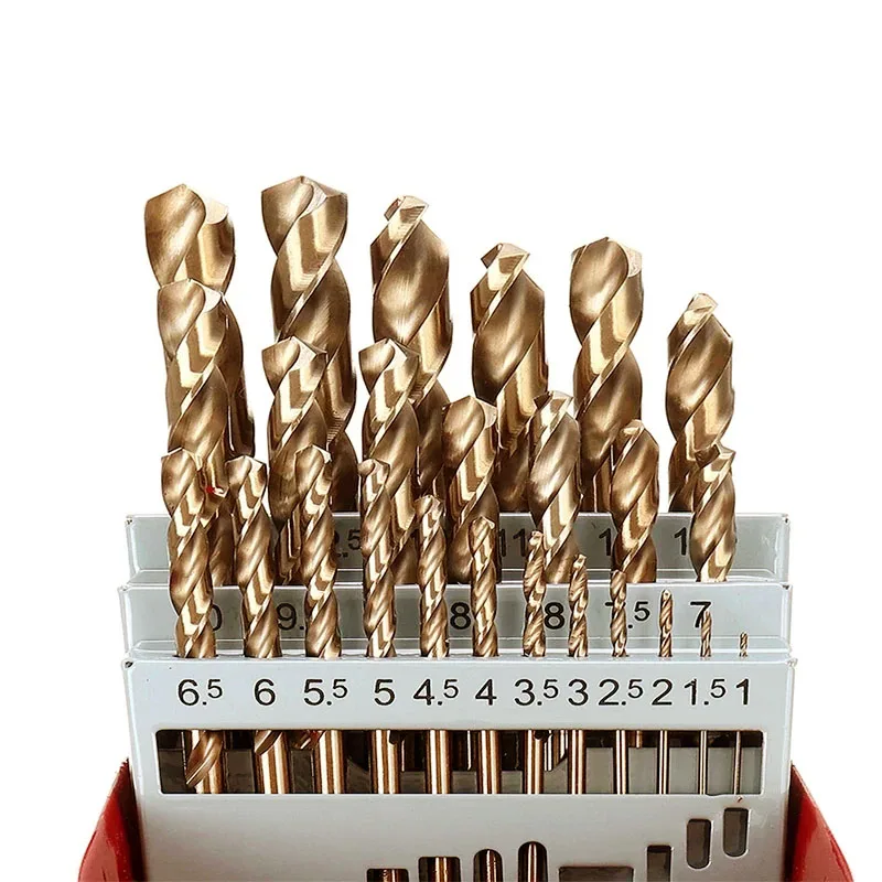 Imagem -06 - Hss ti Coated Drill Bits Straight Shank Grupo Metal Woodworking Acessórios de Energia Ferramenta com Metal Box 13 mm 19 Pcs 25 Pcs 113 mm