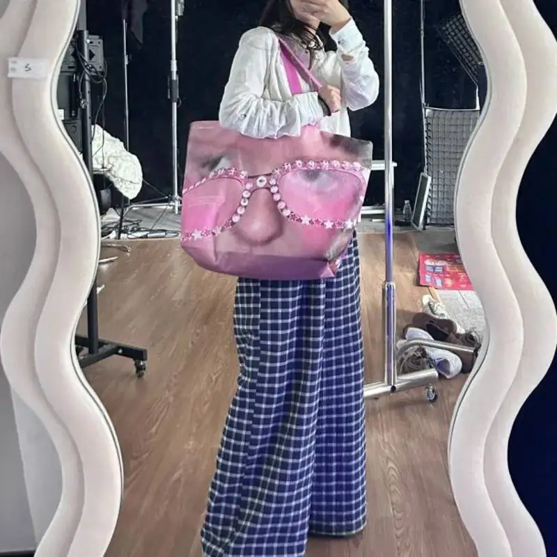 Streetwear Haruku Trendy Shoulder Underarm Bag Grunge Y2k Aesthetic Women Handbags Korean High-Capacity Fashion Ins Tote Bags