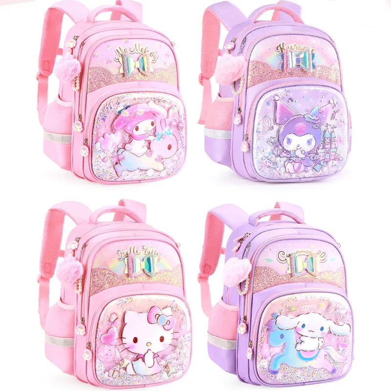 

Anime Hellokittys School Bag Kawaii Kuromi Permeability Elementary School Cartoon Backpack Spine Protection To Reduce The Burden