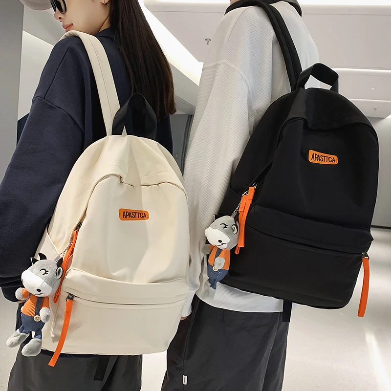 

Минималистичный унисекс-рюкзак для школы из нейлона с застежкой-молнией, вертикальной квадратной формой, отделением для ноутбука, двойными лямками, модный