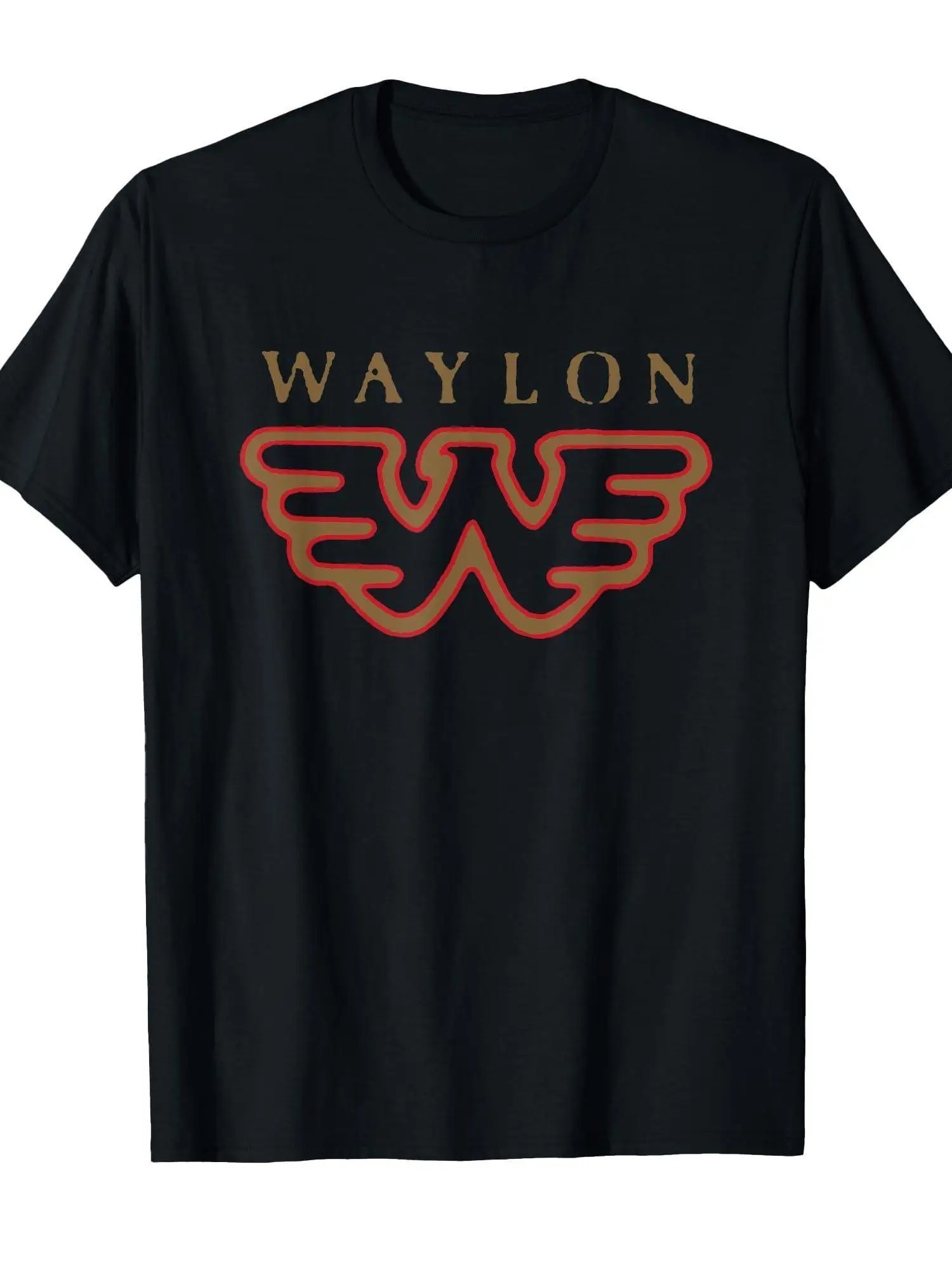 

Bold Short Sleeve Cotton T-Shirt with Winged W Logo Stylish Golden WAYLON Text Print Casual Cotton Tee for Everyday Wear