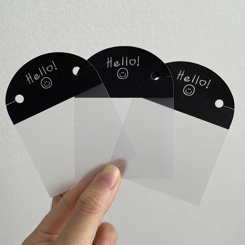 10pcs Plastic Transparent Necklace Back Cards 6*8cm Black Semi-circular Handmade Jewelry Organizer Display Packaging Label Tags