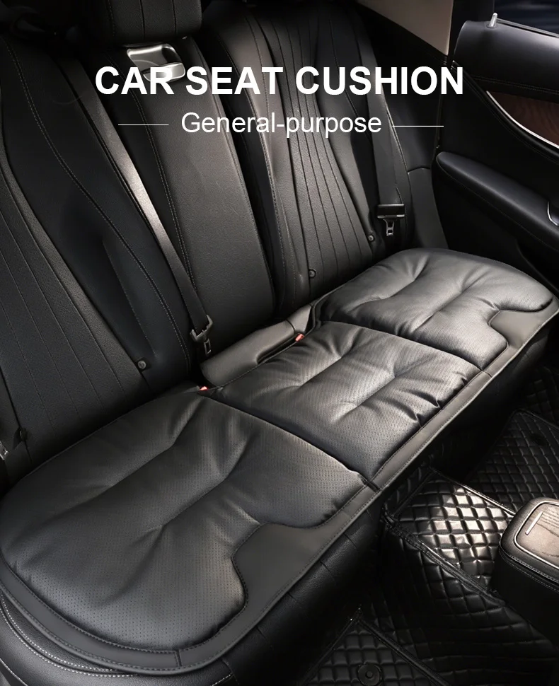Vtear Universal Rear Seat Cushion PU Perforated Breathable Pad Car Bench Protector Soft Cotton Filled Mat All Weather Accessory