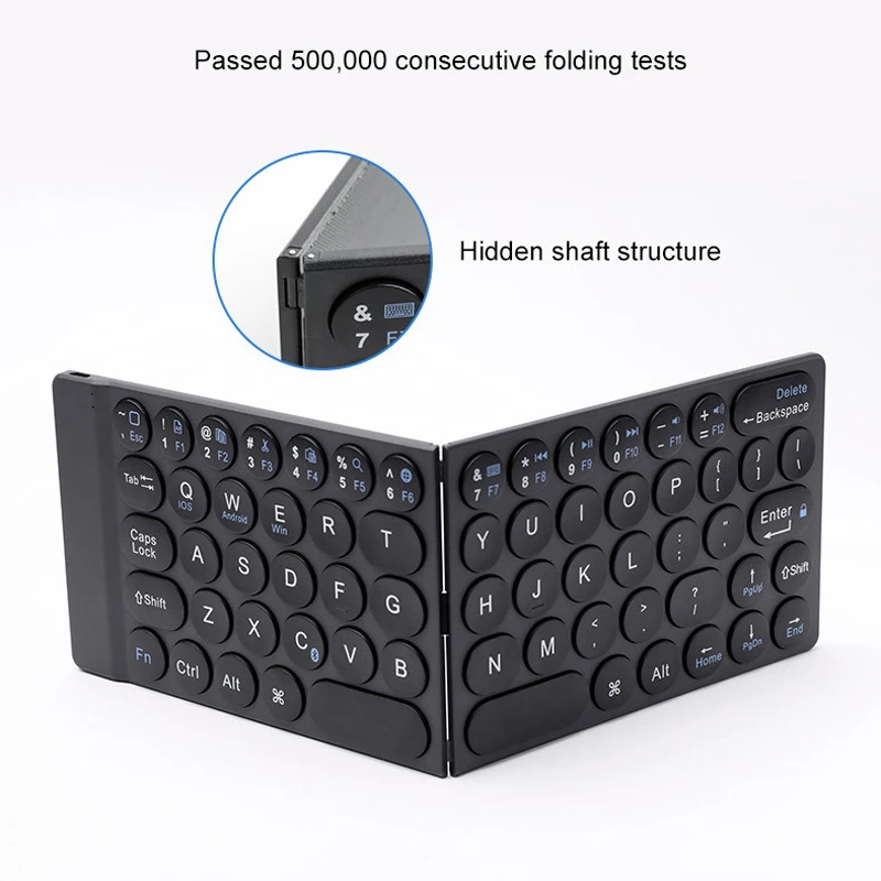 Bluetooth-Klapptastatur, 3,5 mm faltbare Bluetooth-Tastatur, leichteste und schlankste kabellose Tastatur mit Hülle und Ständer