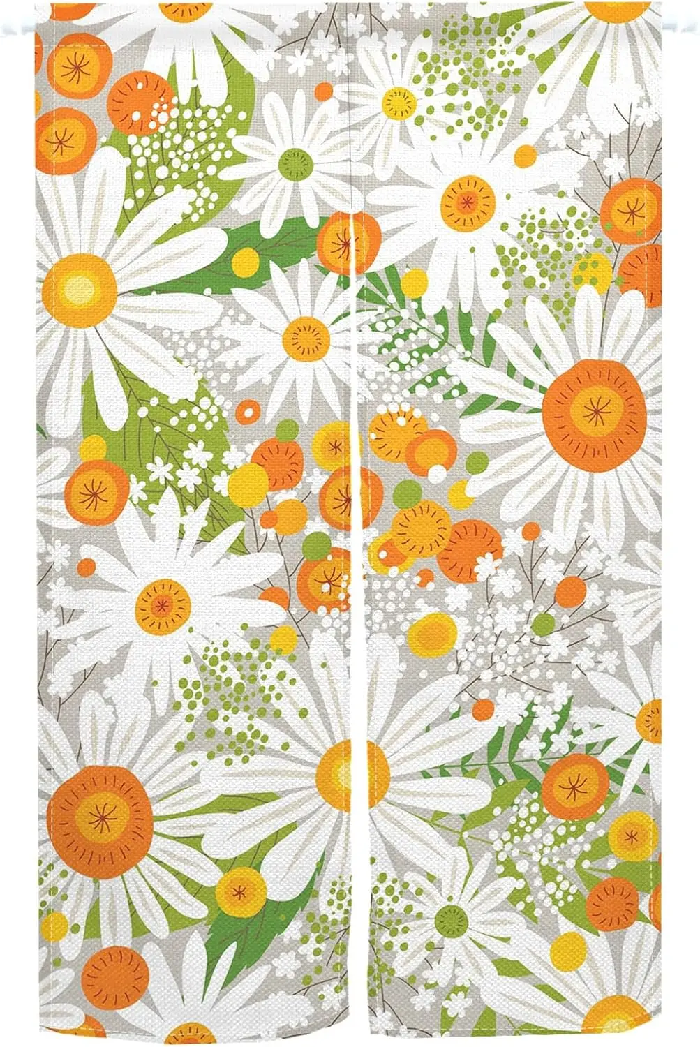 Boho Style Daisy Printed Door Tapestry Noren Japanese Doorway Curtain Single Side Window Treatment Panel Home Bistro Bar Kitchen