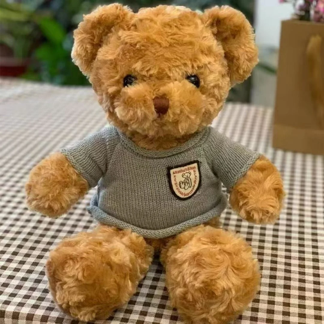 Peluche simpatico orsacchiotto da 30 cm che indossa un maglione Adorabile animale di peluche con morbido maglione orsacchiotto regalo perfetto per i bambini