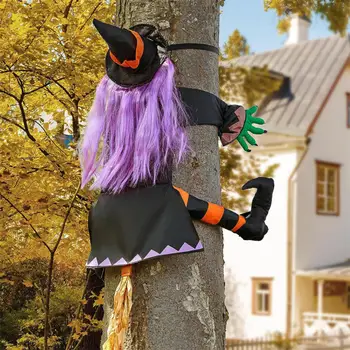 Halloween Crashing Witch Into Tree Outdoor Decoration Classic Flying Witch Pendant Decor for Yard Lawn Patio Porch Decorations 1