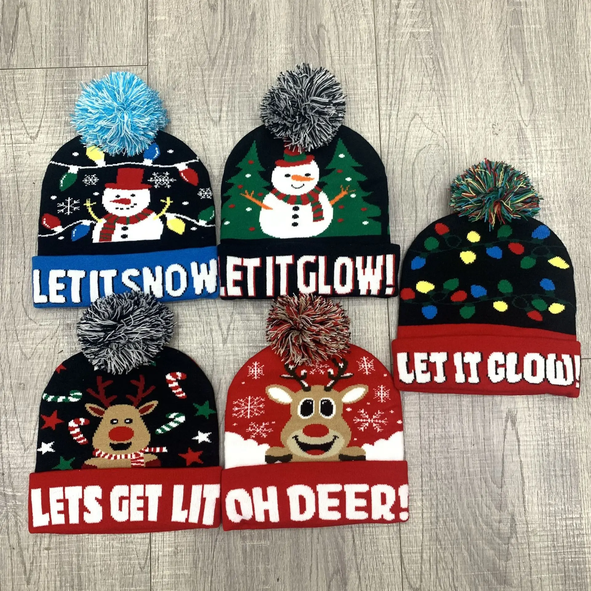 

knitted hat pullover hat luminous Christmas day LED luminous decorative Christmas hat