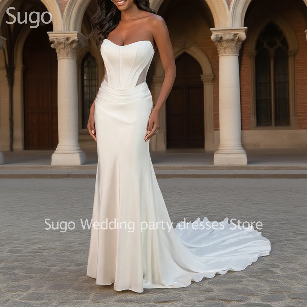 

Customized Elegant Long Mermaid Wedding Dresses Satin Sweetheart Floor-Length Brides Dress Women Vestidos De Novias Gowns 2025