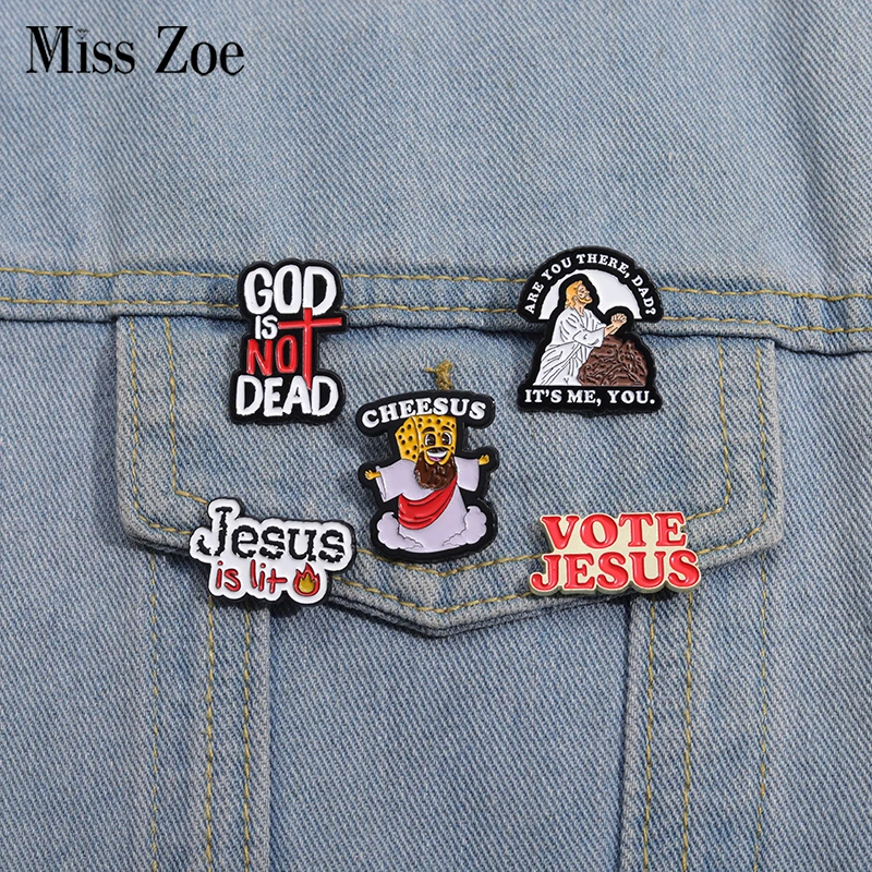 Jesus Is Lit Enamel Pins Custom GOD IS NO DEAD Brooches Lapel Badges Holy Jesus Jewelry Gift for Friends