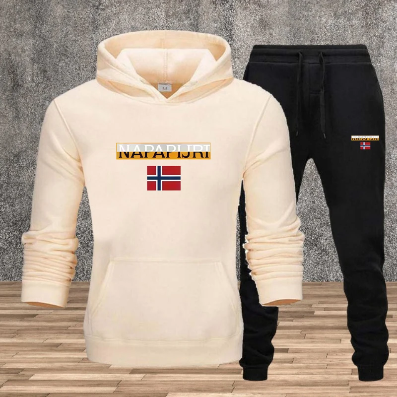 

Men's sportswear set, sportswear set, sportswear printed sweatshirt, 9-inch pants, 2-piece set, casual jogging men's clothing