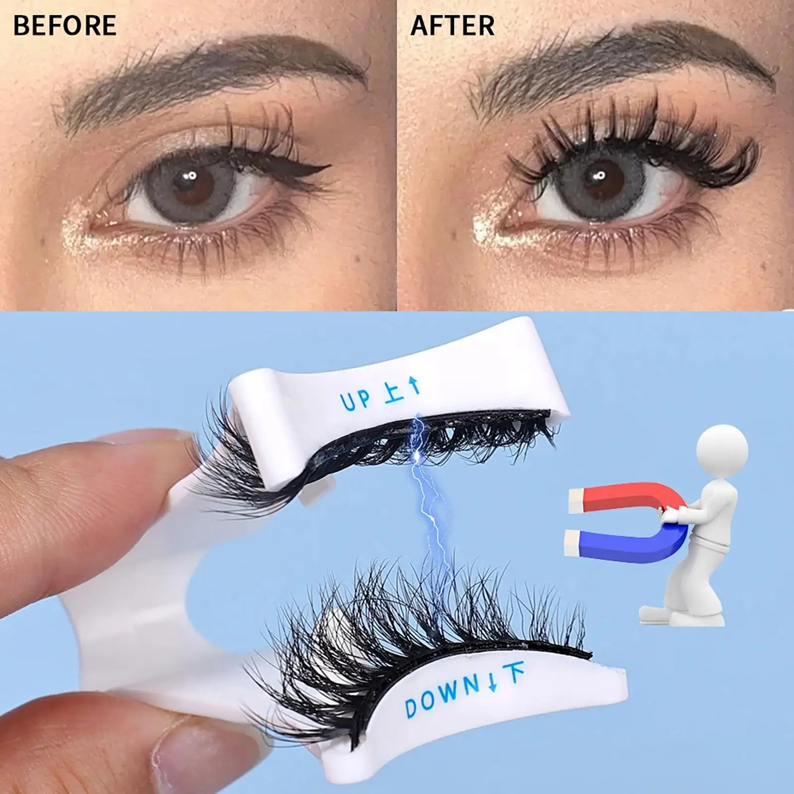 Magnetische Wimpernzange mit Applikator, 4 Teile/satz, kein Kleber, falsche Wimpern, Augen-Make-up-Zubehör für Reisen, Termine