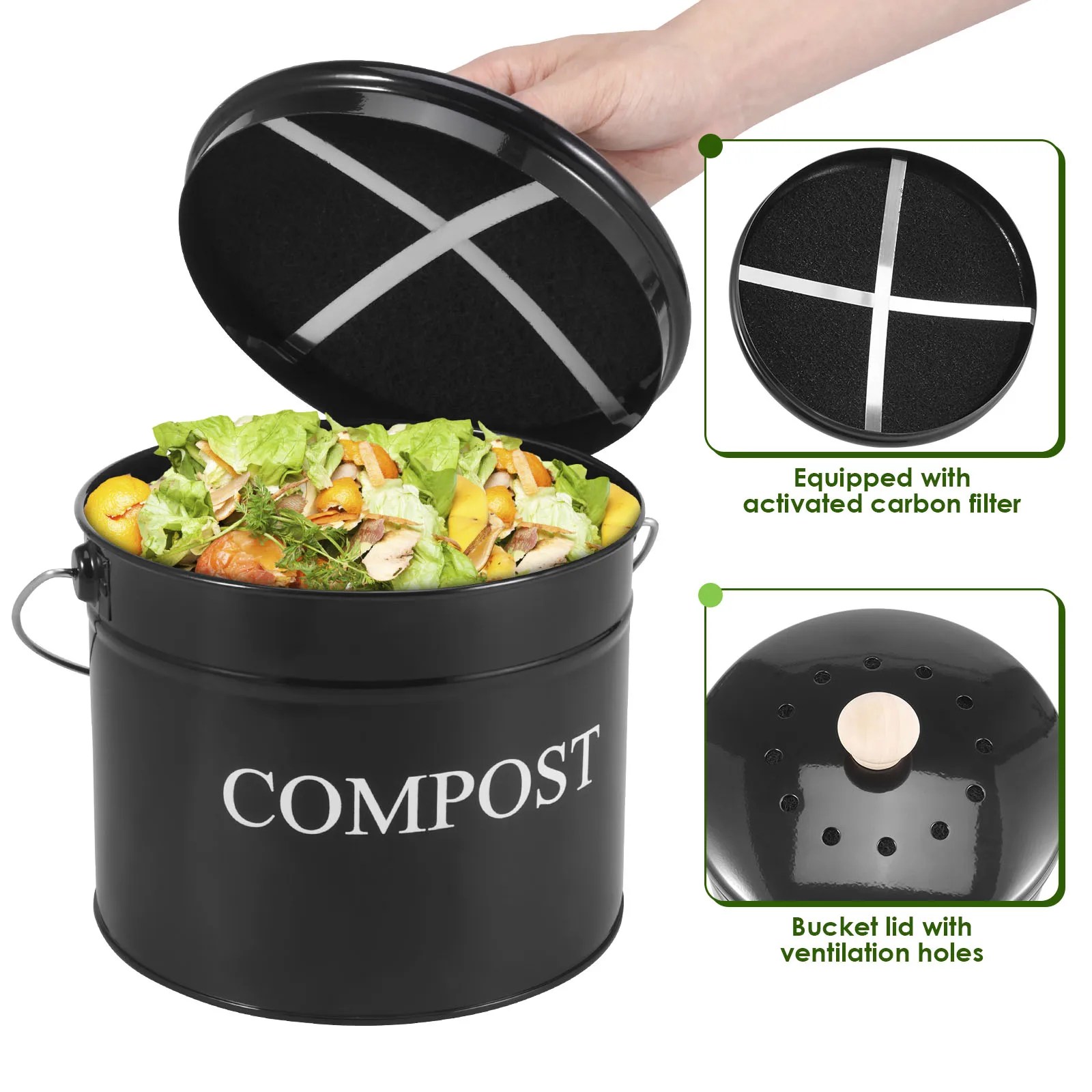 

﻿ Кухонная корзина для мусора 0,8 галлона, настольный мусорный бак с крышкой, мусорное ведро для ванной комнаты, настольное ведро для мусора в помещении, ведро для пищевых отходов