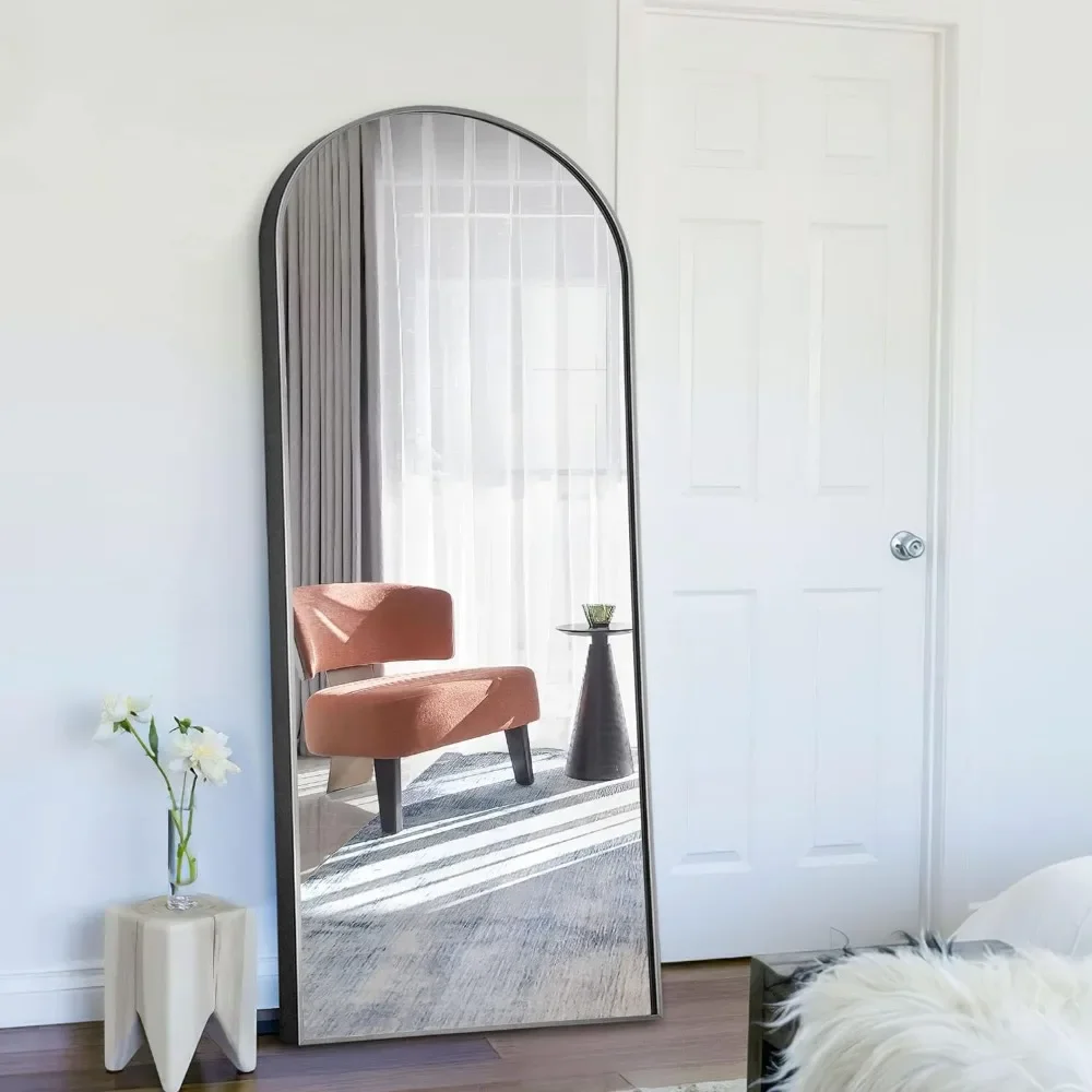 Arched Full Length Mirror Large Arched Wall Mirror Floor Mirror With Stand Aluminum Alloy Thin Frame 65