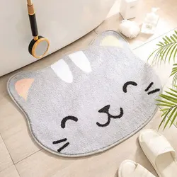 1PC,Cute Cat-Shaped Bath Mat: Soft, Absorbent, Non-Slip & Machine-Washable Oval Rug for Playful & Safe Bathroom Décor