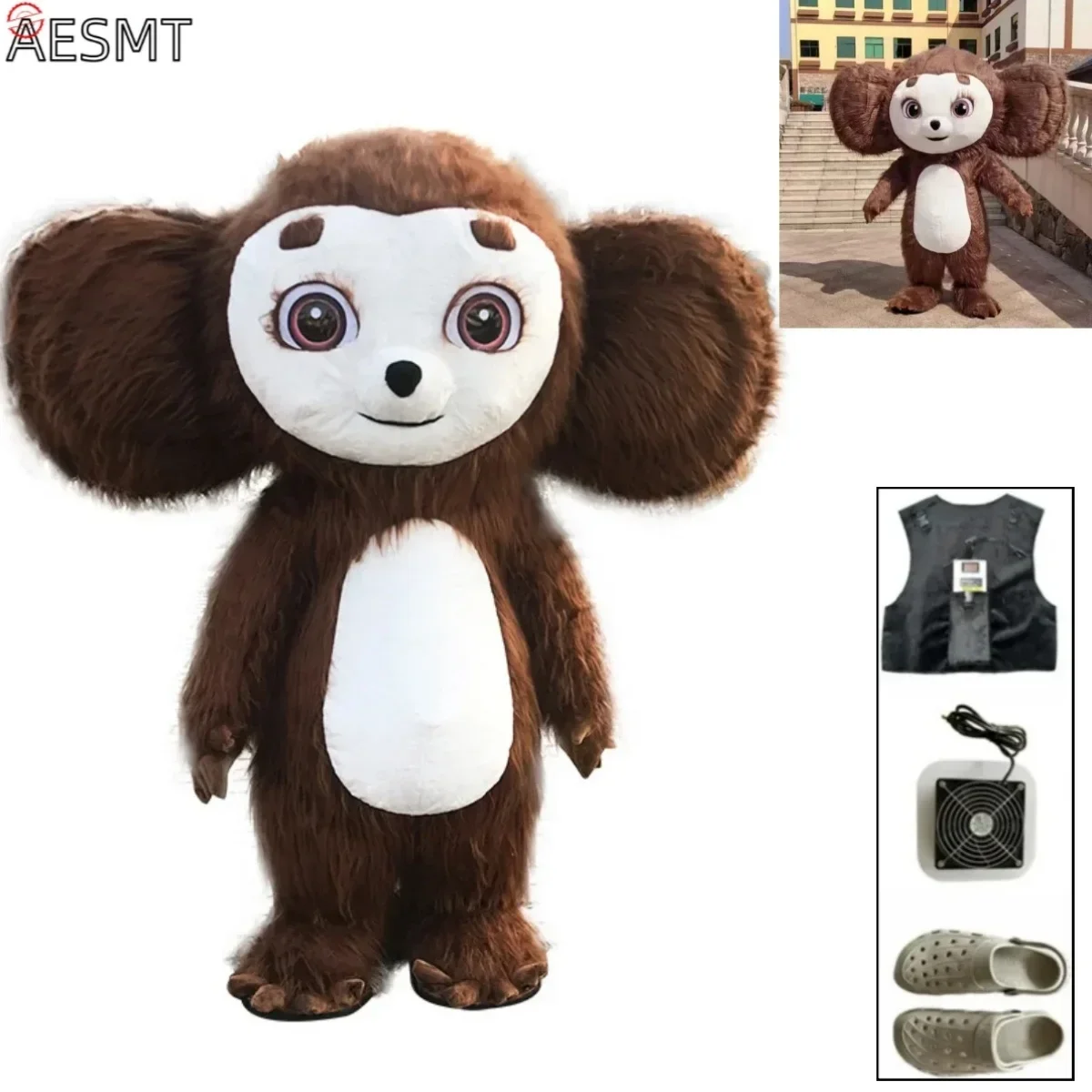 260cm Big Eared Monkey Inflatable Costume Mascot Plush Cartoon Doll Festival Celebration Party Carnival Promotional Clothing