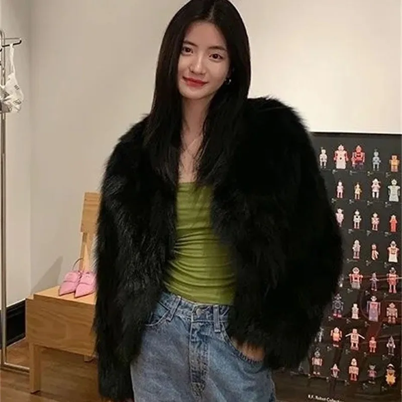 Autunno Inverno Donna High-end Cappotto corto in pelliccia sintetica Moda femminile coreana Giacca casual in peluche 2025 Capispalla in pelliccia a maniche lunghe da donna