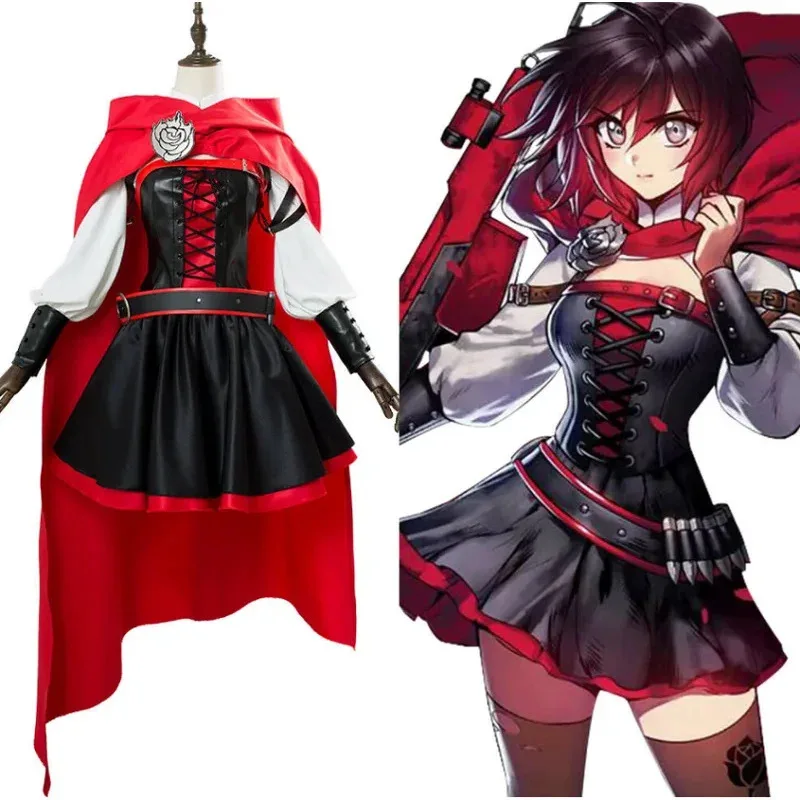 

Ruby red rose-colored costume cosplay outfit, suitable for Halloween and Christmas parties