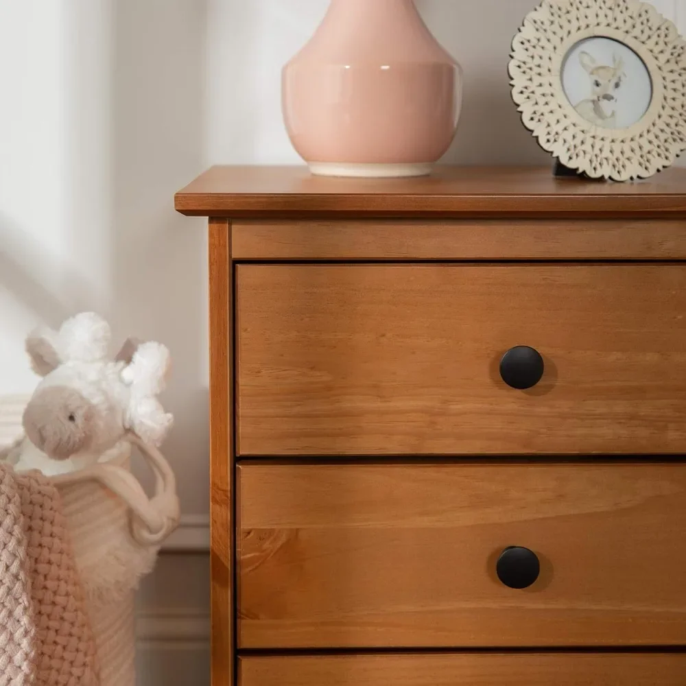 Solid Hardwood 22 Inch Wide Rectangle End Side Table in Teak Brown With Storage 2 Drawers Bedside Table for Bedroom Furniture