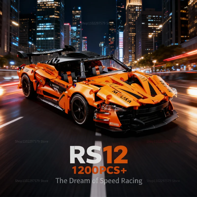 جديد 1200 قطعة 1:14 مقياس سباق السيارات عدة RS12 الميكانيكية سيارة رياضية اللبنات مجموعة للبالغين والأطفال هدية تحصيل نموذج #1