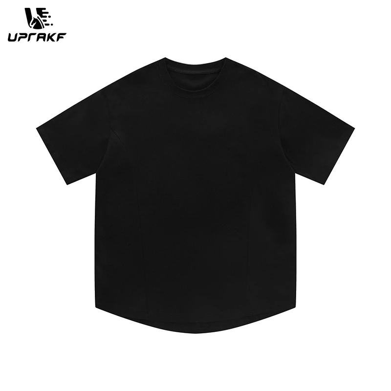 

UPRAKF Streetwear Pure Color T Shirts Short Sleeve Black White Casual Summer O Neck Loose Fashion Tee Trendy