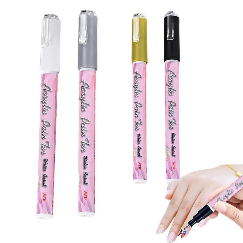 

Brush Line Soft Manicure Drill Drawing Nails Brush Pen 4 Pcs Dotting Pens Nail Painting Polishing Pen For