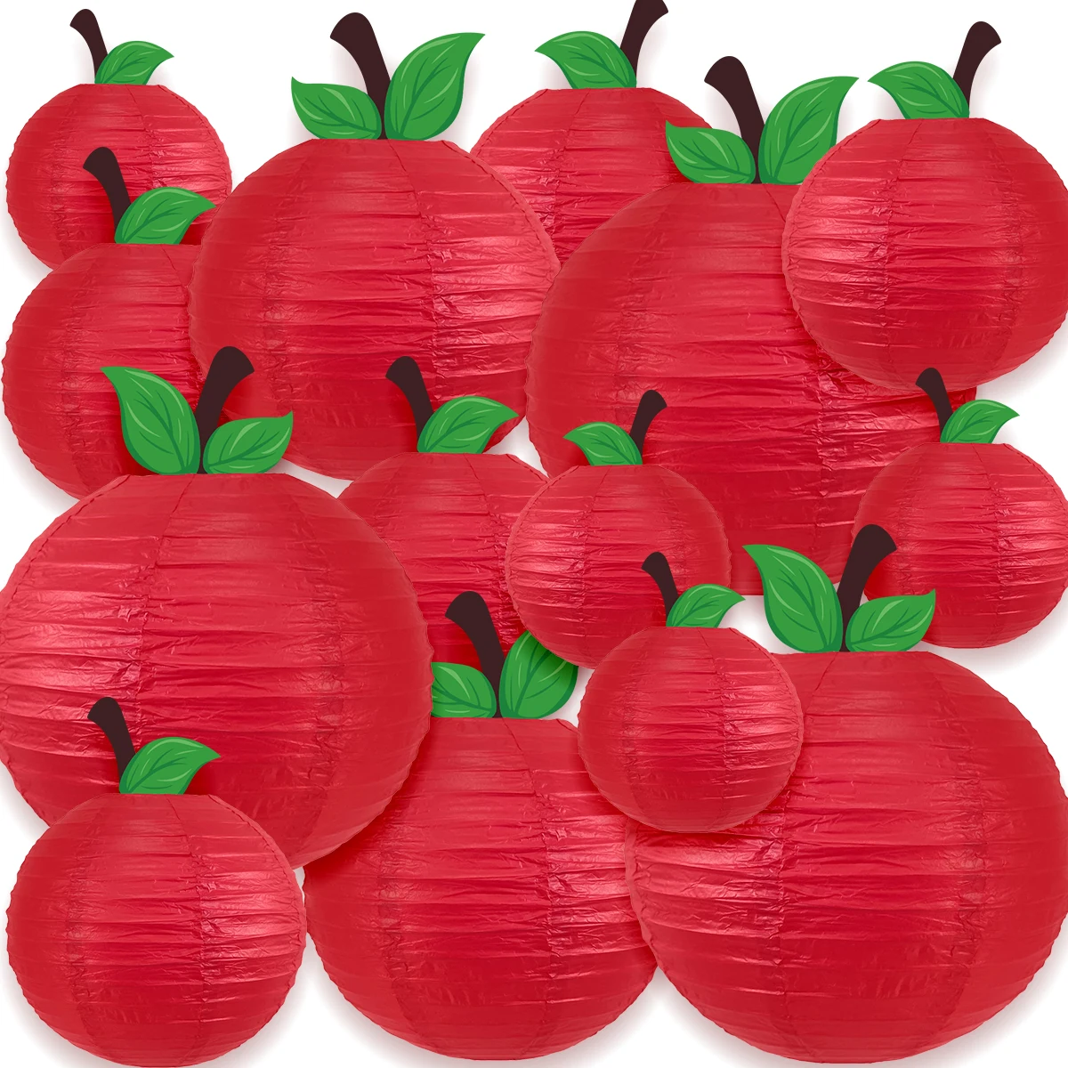 4 Stück/Set 3D rote Apfel-Papierlaternen, Schulanfang-Thema, hängende Ornamente, Hintergrund für Kinder, Schulparty-Dekoration – Detail 7