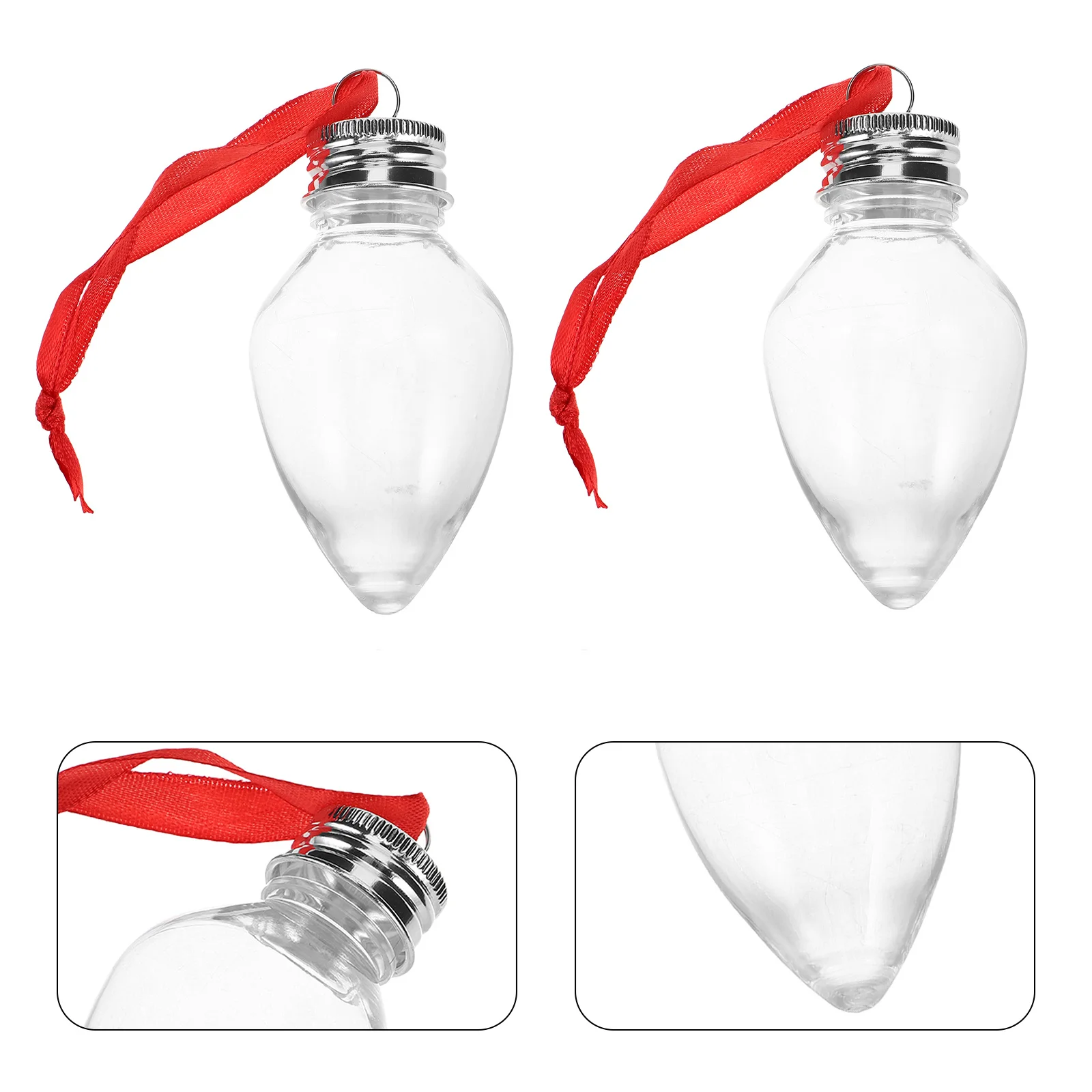 

12Pcs Clear Fillable Plastic Ornaments Mini Bottles with Screw Caps Hanging Christmas Tree Decorations DIY Holiday Craft Jars