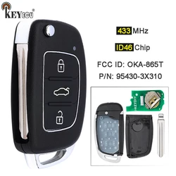 KEYECU 433MHz ID46 Chip P/N: 95430-3X310 FCC ID: OKA-865T Flip Remote Control Key Fob for Hyundai Elantra 2014 2015 2016