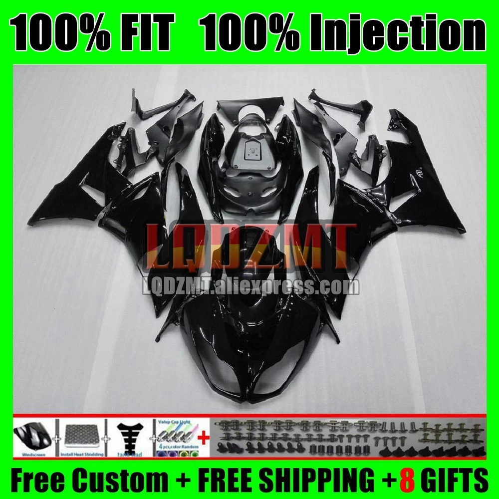 Injection For KAWASAKI NINJA ZX636 Glossy black ZX600 ZX6R 09 10 2011 2012 48No.1 ZX 6R 6 R 636 ZX-6R 2009 2010 11 12 Fairings