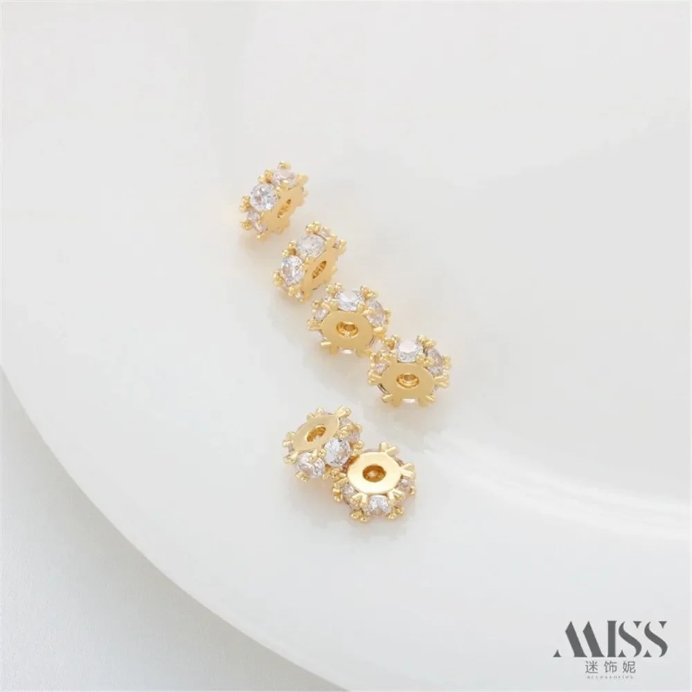 

14K Gold-packed Color-preserving Zircon Snowflake Spacer Bead Spacer DIY Handmade Bracelet Necklace Beaded Jewelry Accessories
