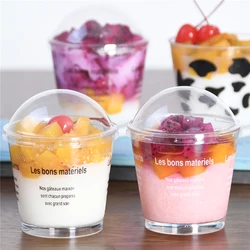 15PCS 200ML 컵 디저트 플라스틱 컵 일회용 투명 그릇 용기, 파르페 아이스 뚜껑 푸딩 크림 음식 젤리 서빙