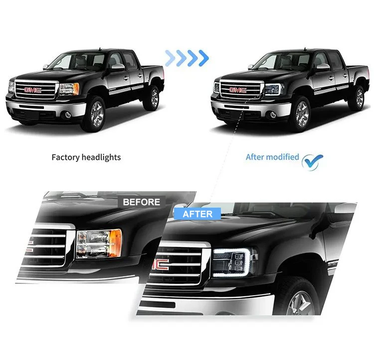 

Pair of Car Styling Car Headlight Assembly For GMC Sierra 2007-2013 LED Head Lamp Car Tuning Light Parts Plug And Play