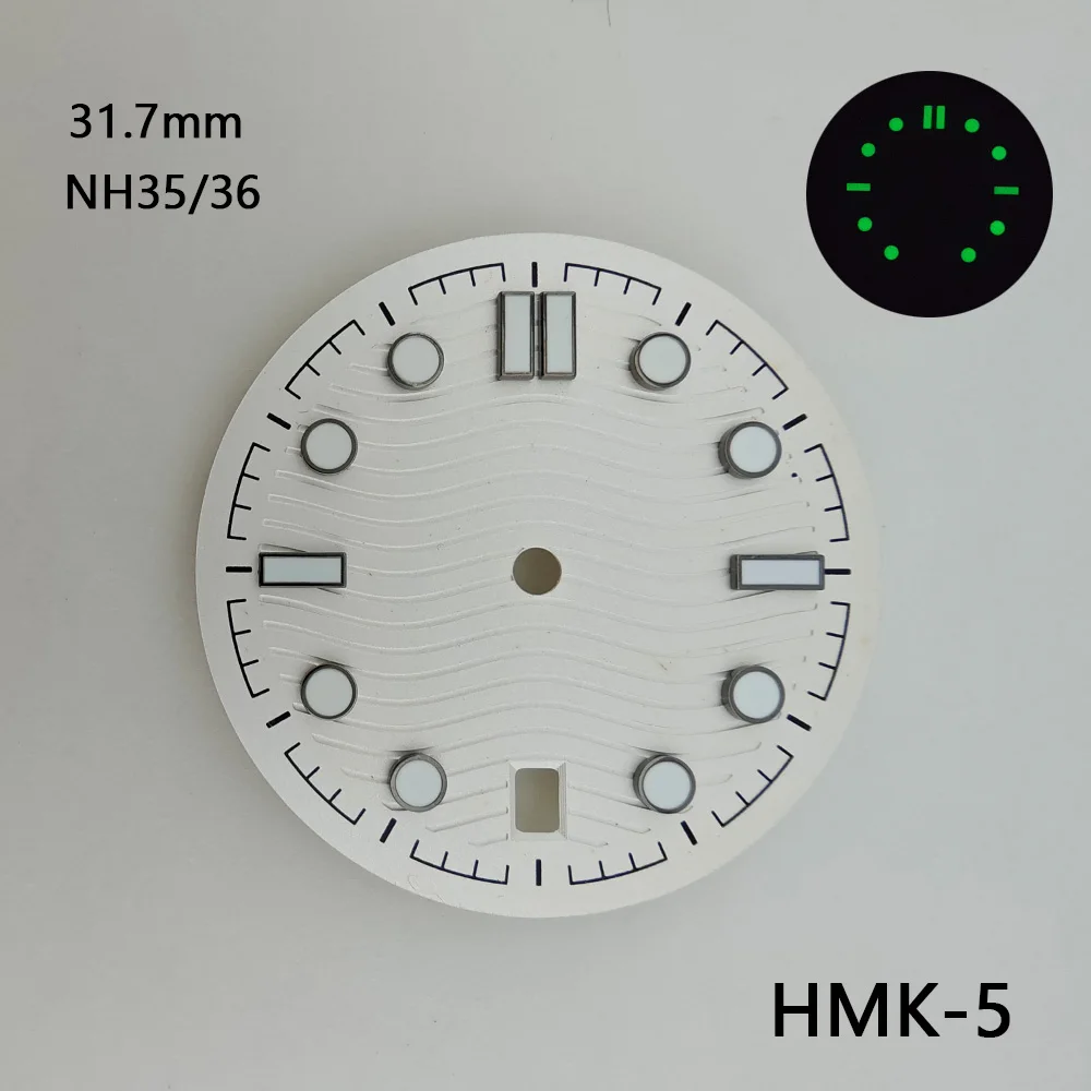 31.7mm Dial NH35 Dial 36 Dial Watch Dial with 6 o'clock Date Window, Wave Pattern, Custom Logo Support