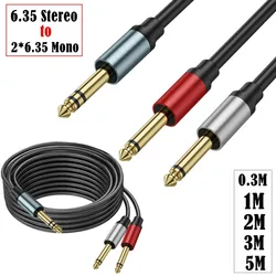 1/4 inch TRS Stereo Y-Splitter Insert Cable, 1/4 Inch Male Jack to Dual 1/4inch(6.35mm) Male TS Mono Audio Cable