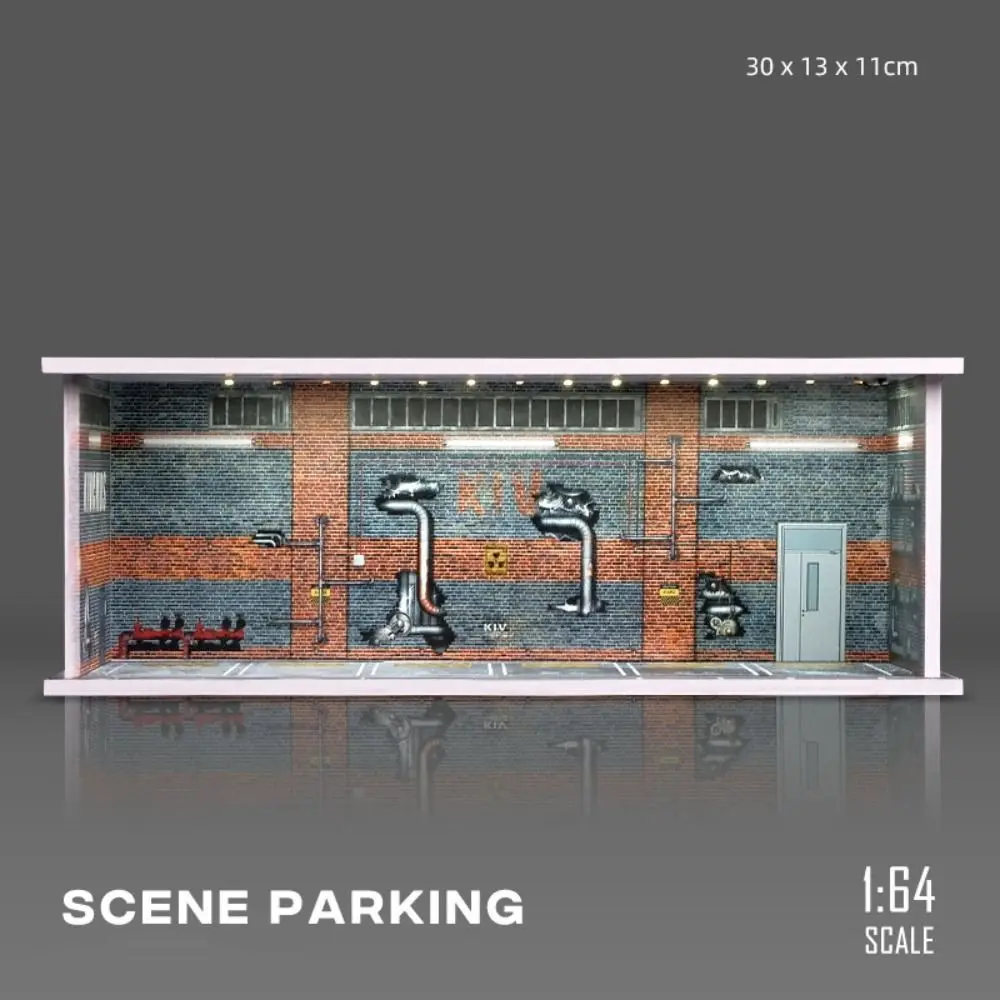 Maßstab 1:64 Garage Szene Modell mit Lichtern Simulation Parkplatz Modell Ausstellungshalle Miniatur Auto Modell Display Box Legierung Auto