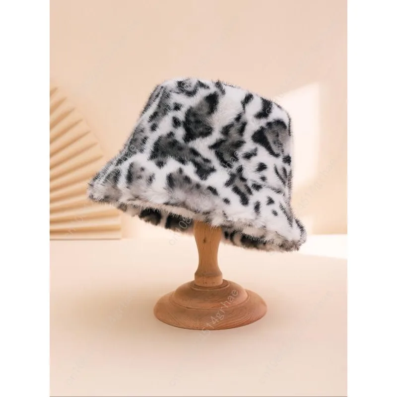 قبعة صغيرة قطيفة جديدة بطبعة الفهد لخريف وشتاء، قبعة حماية للأذن على طراز الشارع، أغطية رأس واقية عصرية للاستخدام الخارجي #4