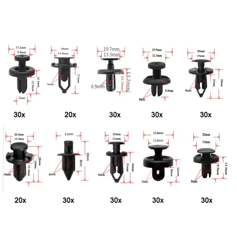 280 Pcs For L/exus C/T200h For T/oyota Fastener Push Pin Clips Bumper Fenders Mixed Rivet Car Door Panel Trim