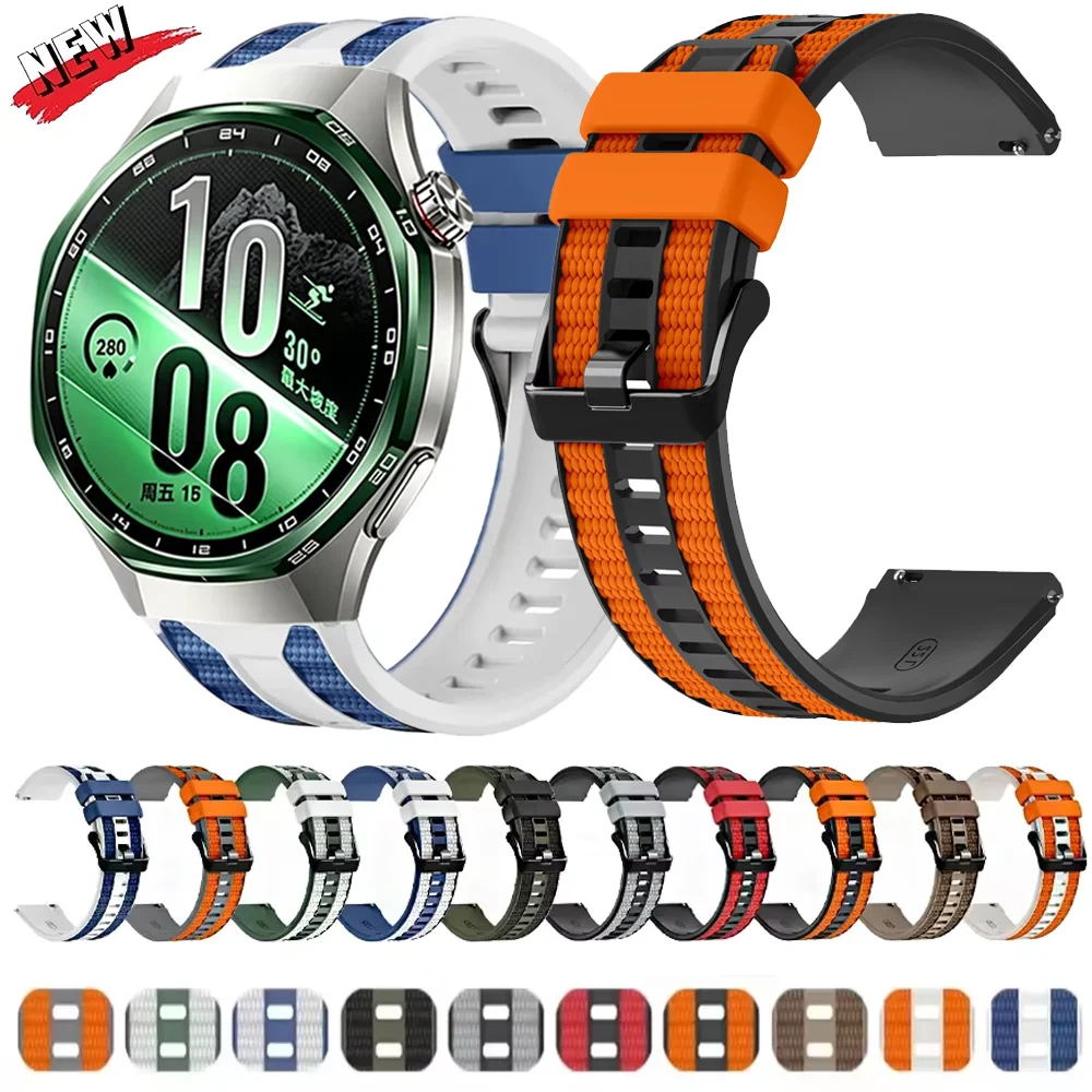 22MM Two Color Silicone band For Huawei Watch 5 GT7Pro GT6/5/4 46mm Original Huawei Watch Ultimate 2/GT Runner 2/Buds 2 Bracelet