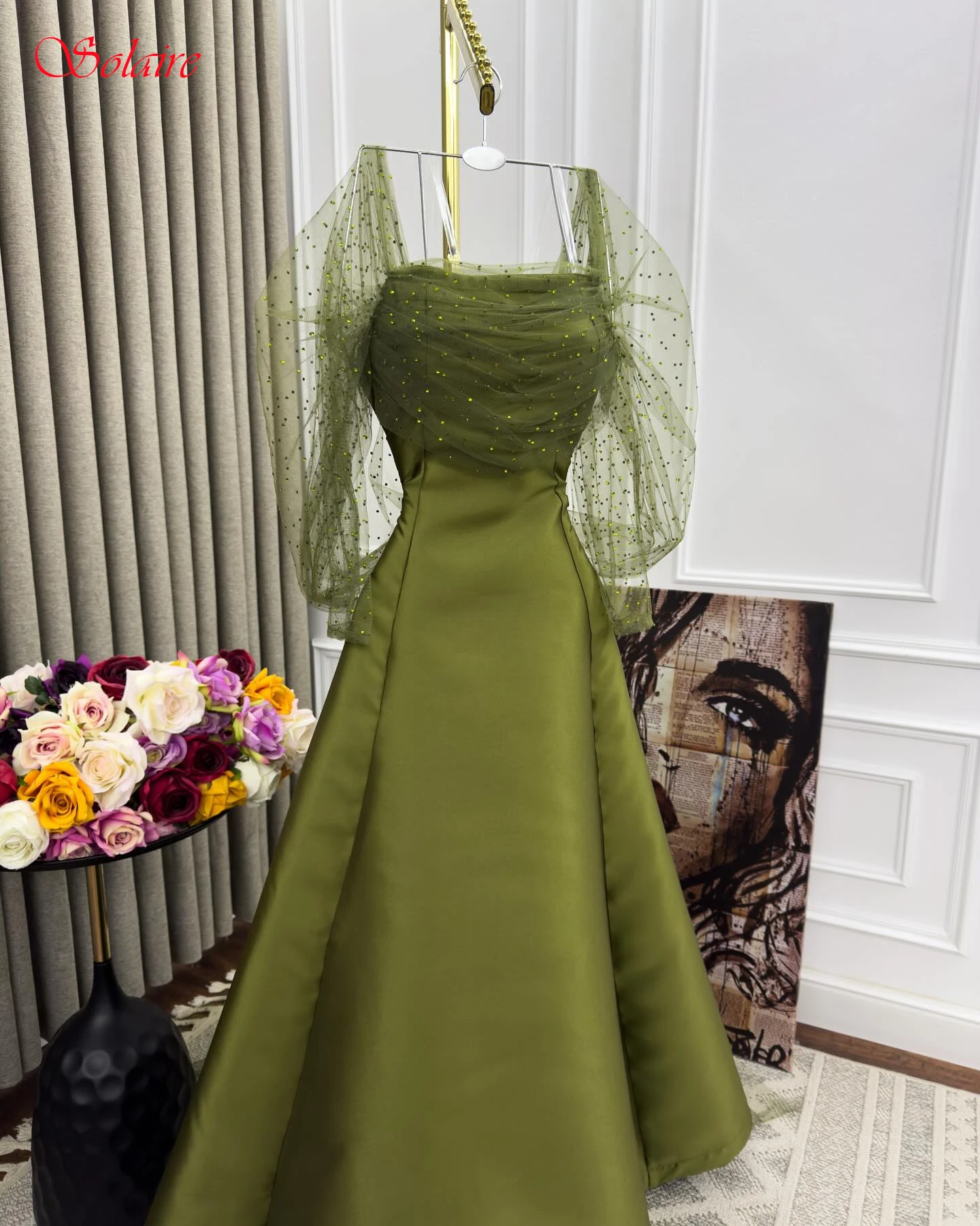 

Customized A-Line Square Collar Elegant Formal Evening Dress and Fashion Temperament Celebrity Gowns High Quality Party Dress
