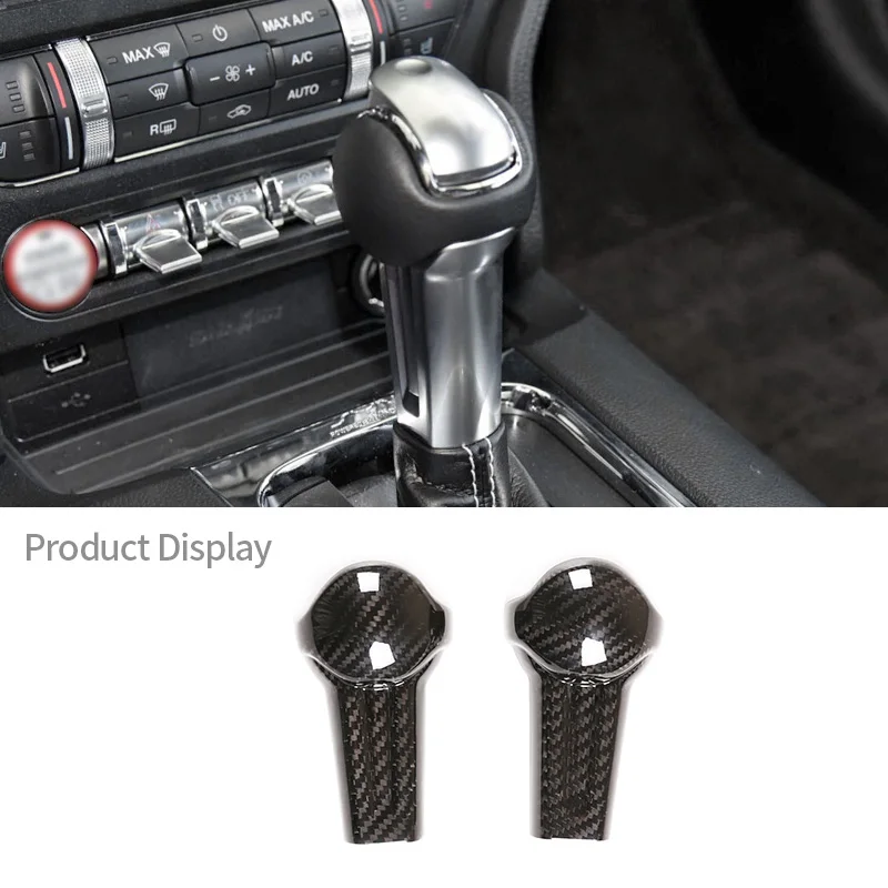 

For Ford Mustang 2015-2020 Real Carbon Fiber Auto Gear Shift Knob Head Decorative Protective Shell Cover Sticker Car Accessoires