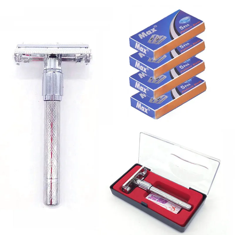 

Double-Sided Safety Stainless Steel Manual Men's Razor Non-slip Handle Butterfly Quick replacement blade