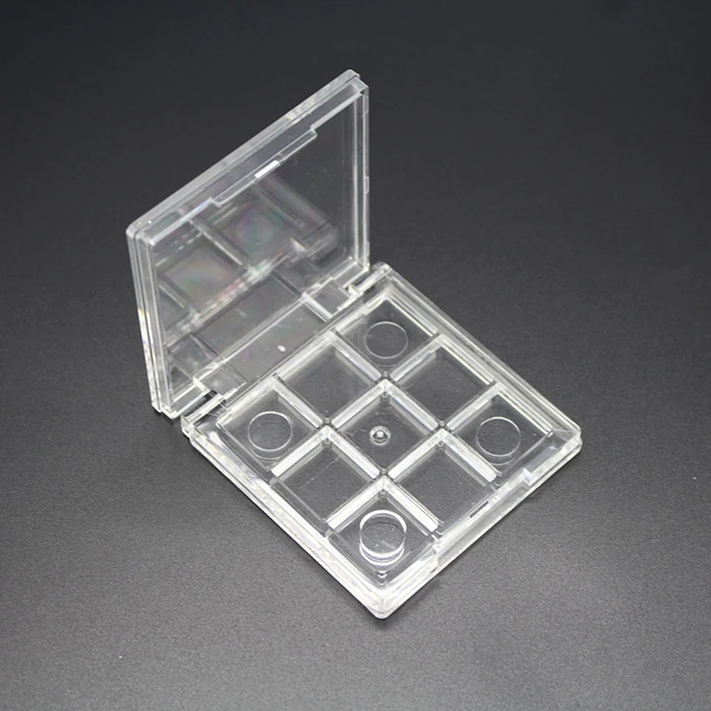 Clear Square Eyeshadow Case 9 Grids Palette Eye Makeup Storage Box Empty Eyeshadow Dish DIY Eyeshadow