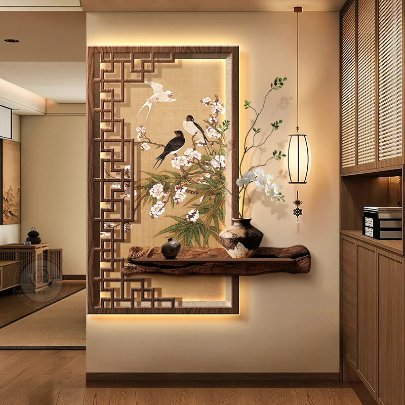 The decorative mural lights in the new Chinese style living room and lobby have a luxurious feel, and the corridor is decorated - Image 5