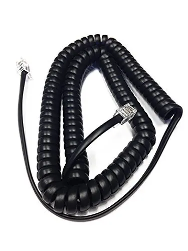 12ft Black Handset Cord for IP Phones, Extra Long Replacement Cable with Coiled Design